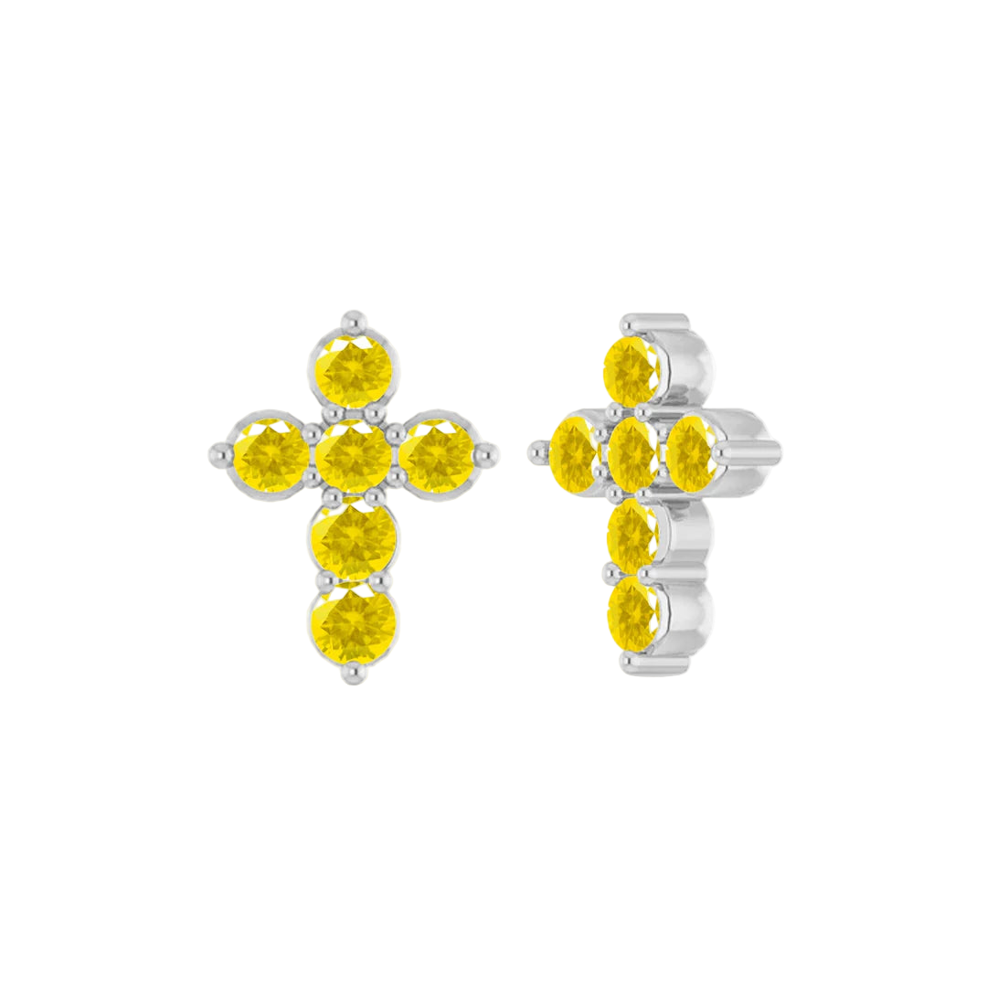Gemmed Cross – 14K/18K Gold Multi-Stone Threadless End