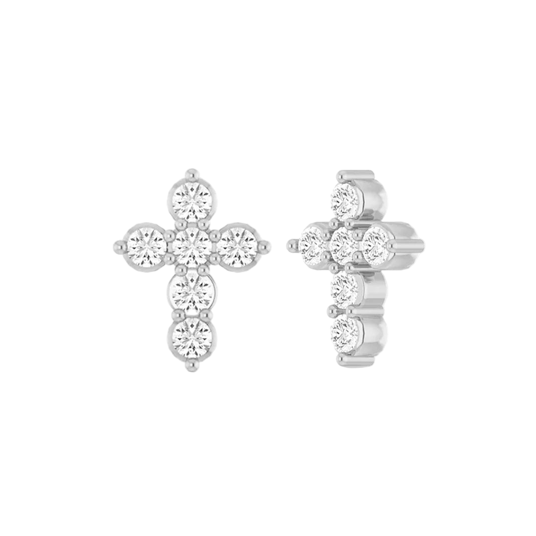Gemmed Cross – 14K/18K Gold Multi-Stone Threadless End