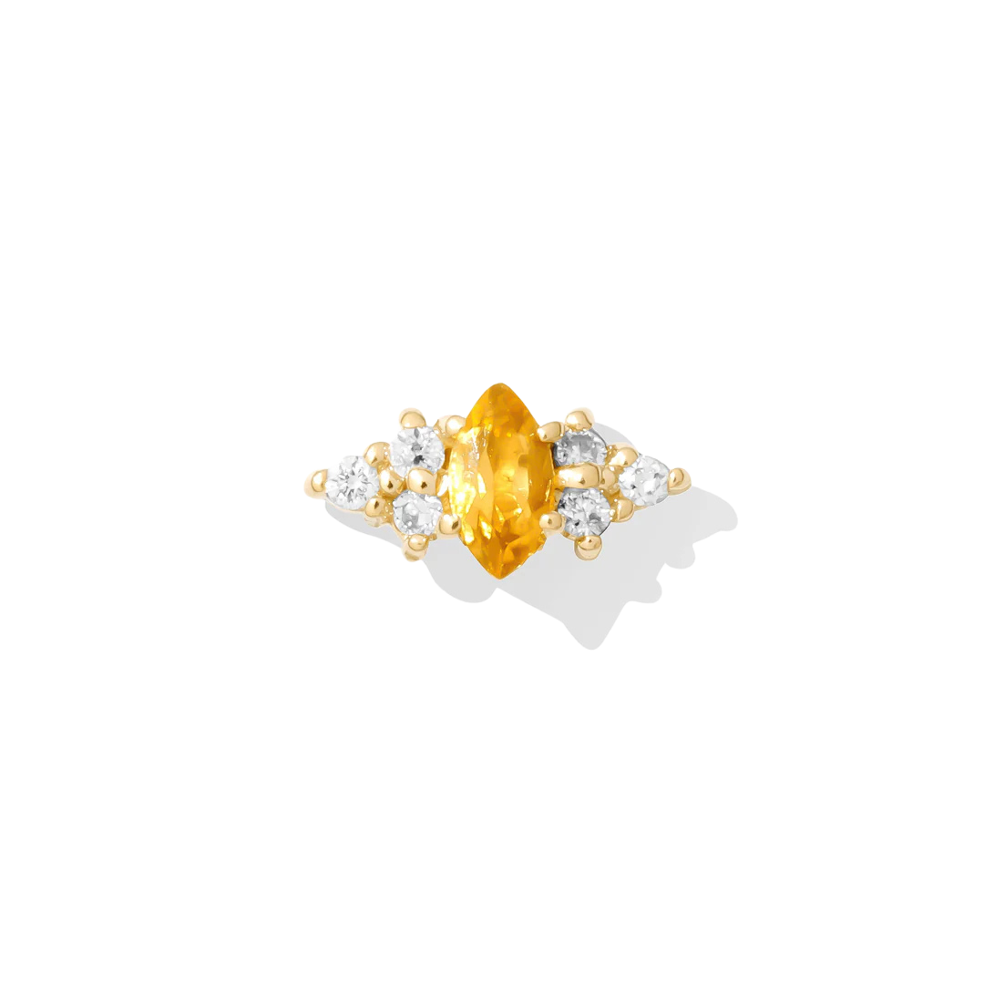 Mimosa – Marquise Birthstone & Diamond – 14K Gold Threadless End