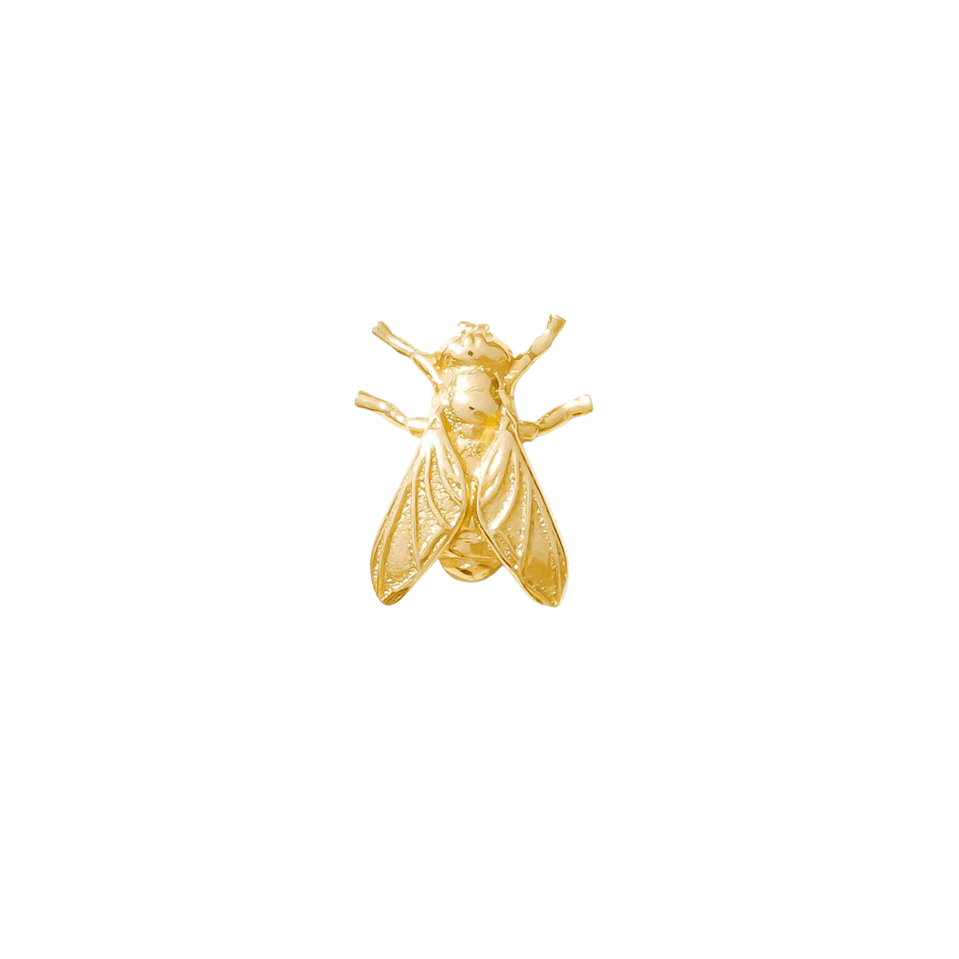 14K gold fly-shaped threadless pin for cartilage piercings