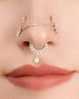 14K gold hinged clicker with double line of cubic zirconia