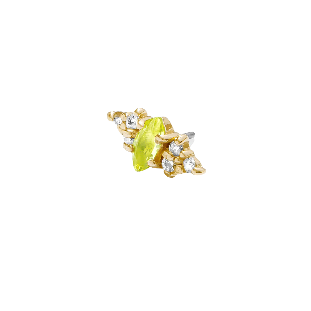 Mimosa – Marquise Birthstone & Diamond – 14K Gold Threadless End