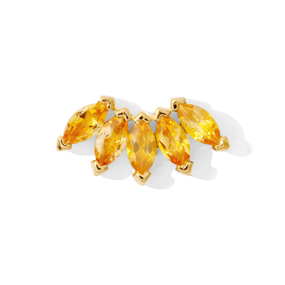 Bella – Marquise Birthstone Fan – 14K Gold Threadless End