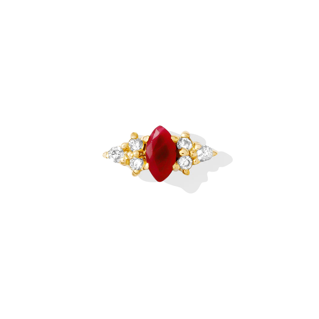Mimosa – Marquise Birthstone & Diamond – 14K Gold Threadless End