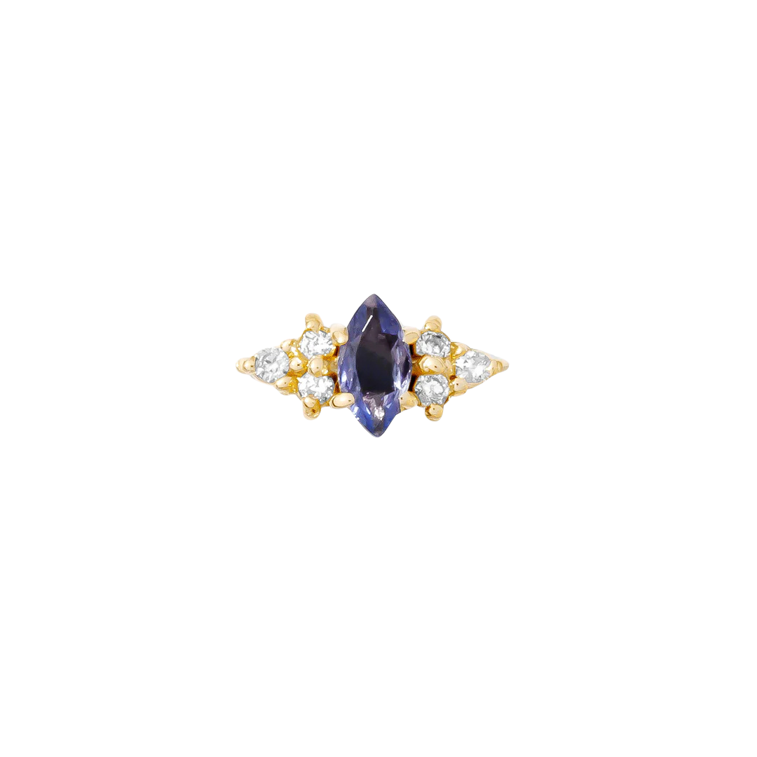 Mimosa – Marquise Birthstone & Diamond – 14K Gold Threadless End