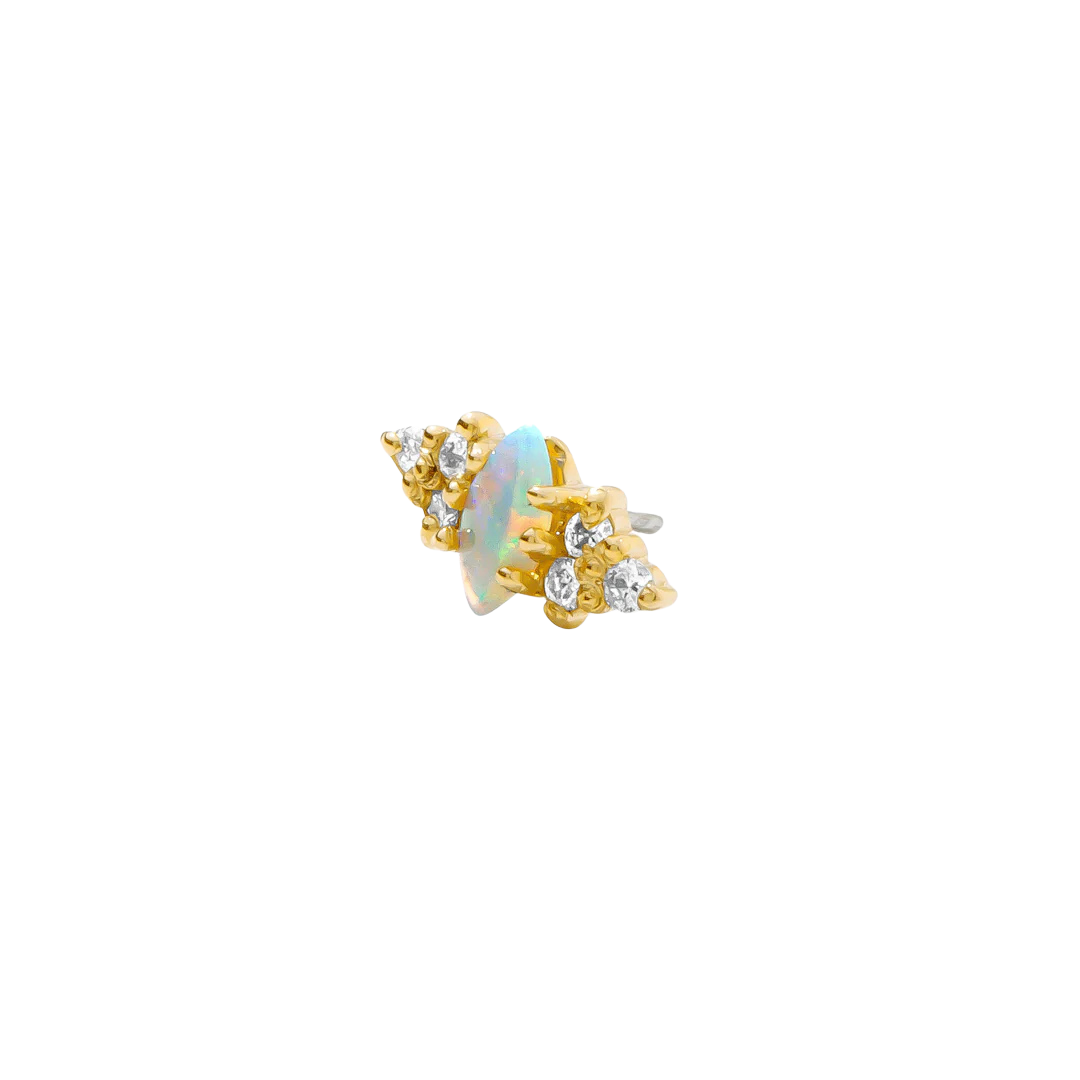 Mimosa – Marquise Birthstone & Diamond – 14K Gold Threadless End