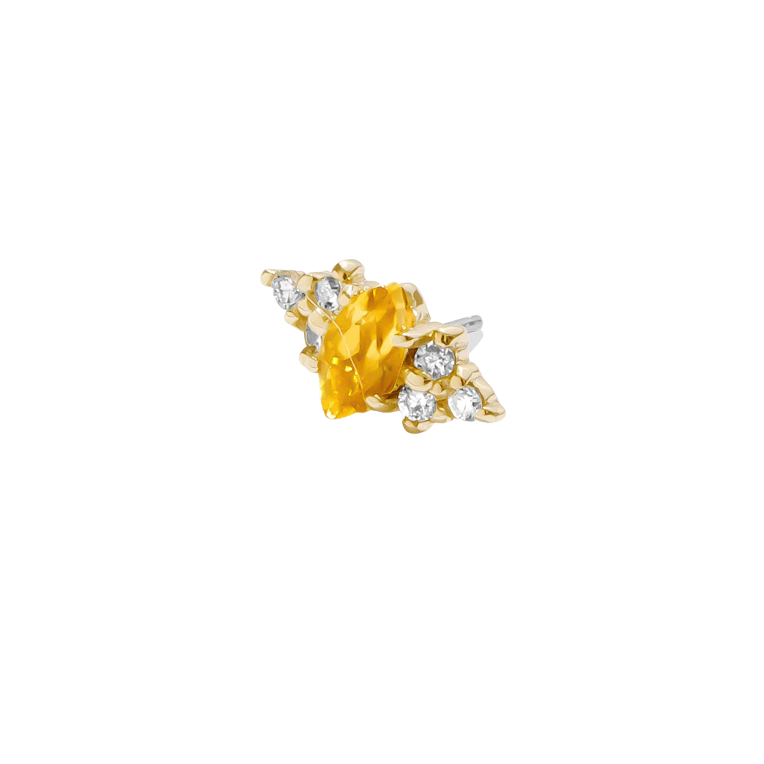 Mimosa – Marquise Birthstone & Diamond – 14K Gold Threadless End