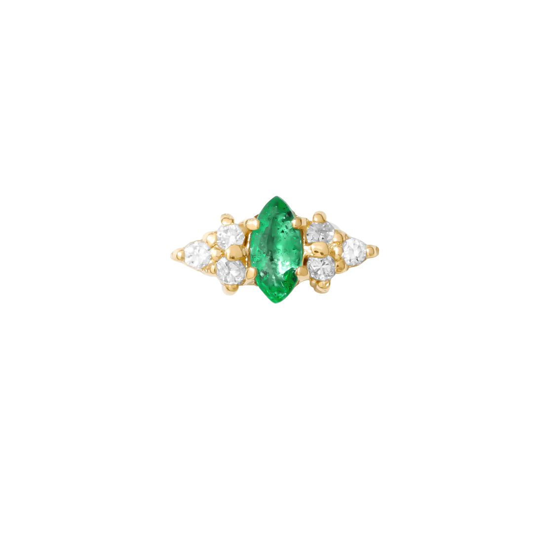 Mimosa – Marquise Birthstone & Diamond – 14K Gold Threadless End