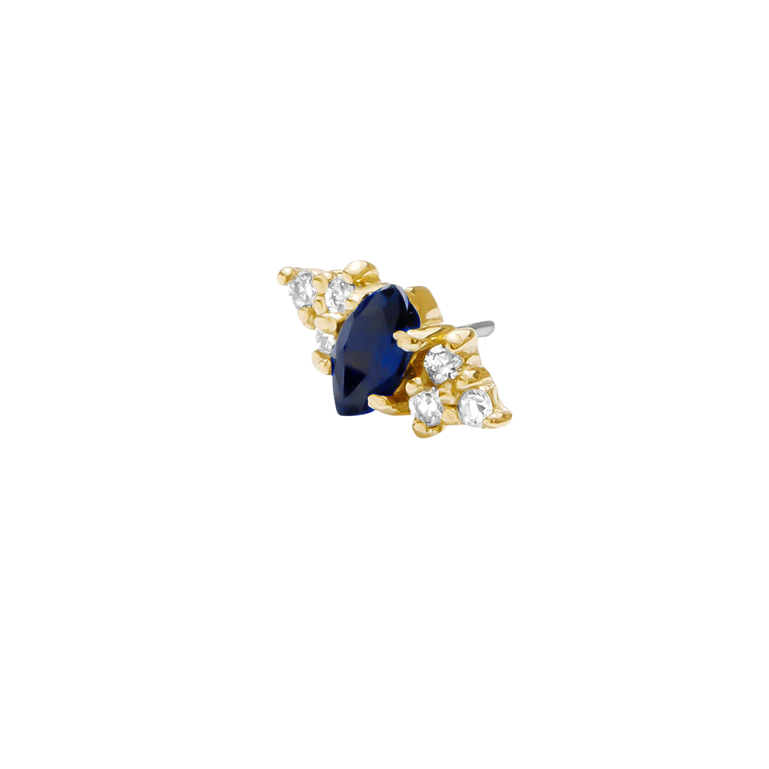 Mimosa – Marquise Birthstone & Diamond – 14K Gold Threadless End