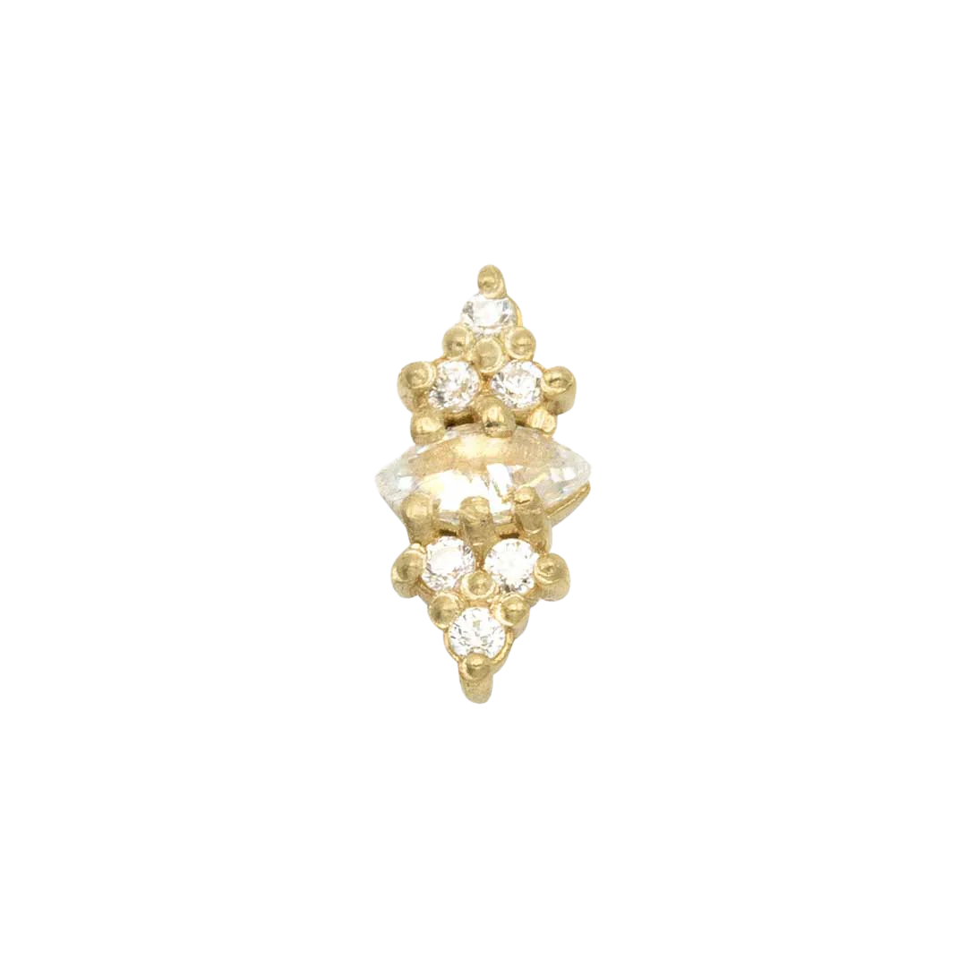 Mimosa – Marquise Birthstone & Diamond – 14K Gold Threadless End