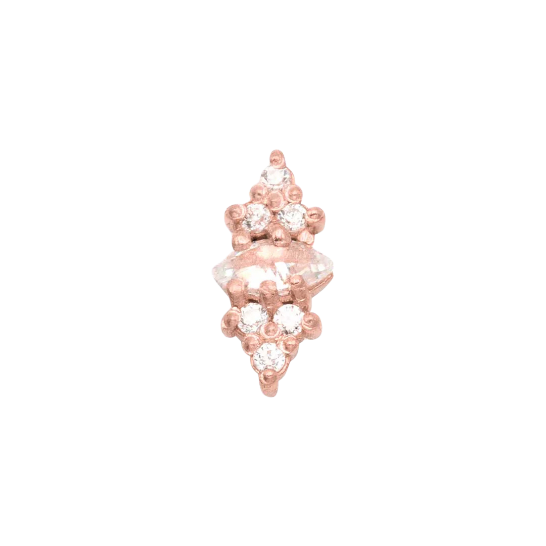 Mimosa – Marquise Birthstone & Diamond – 14K Gold Threadless End