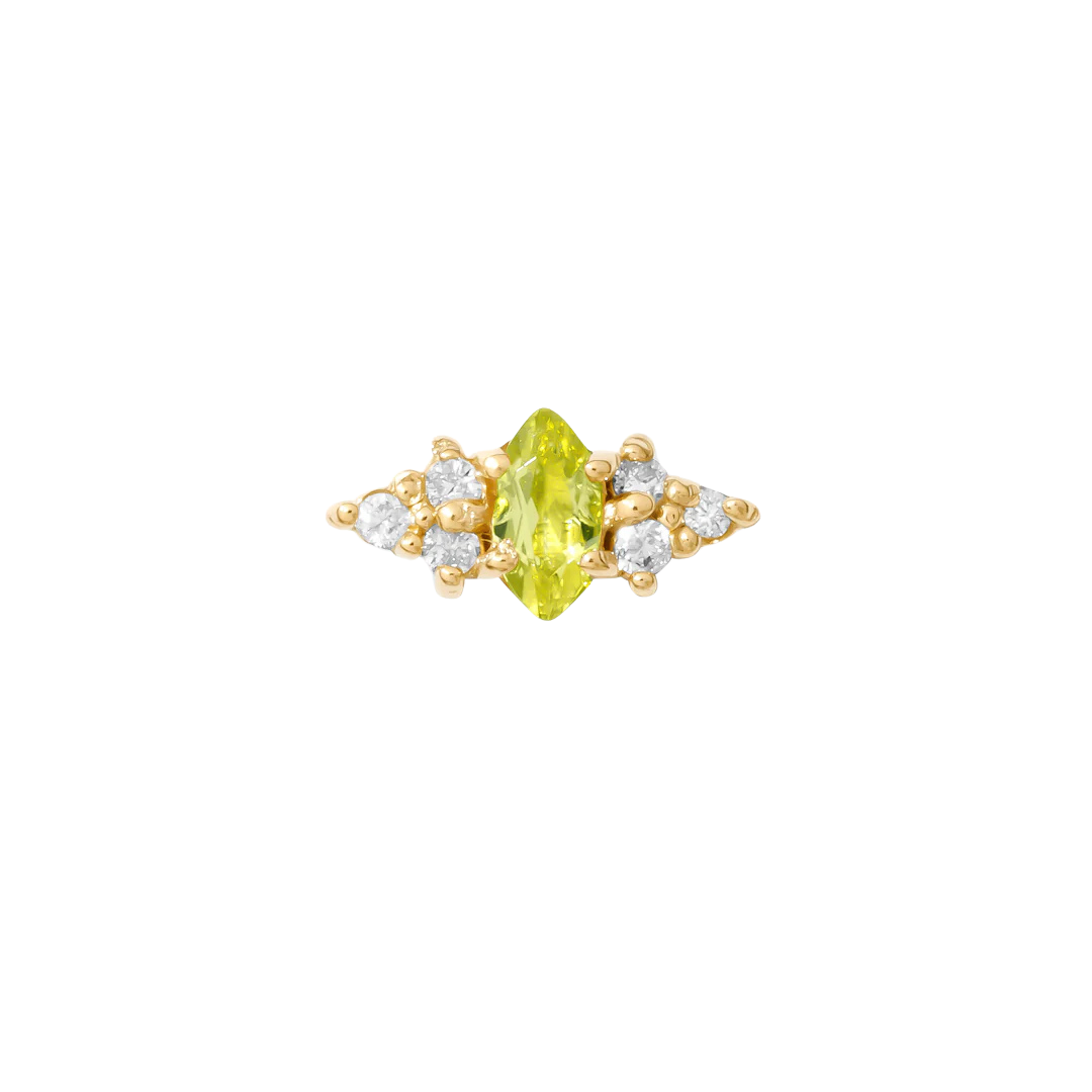 Mimosa – Marquise Birthstone & Diamond – 14K Gold Threadless End