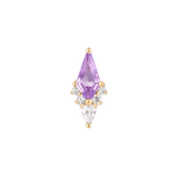 Afterglow 14K Gold Threadless End with Kite-Cut Amethyst and CZ – Front View