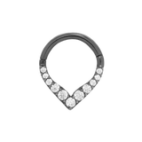 All Rise No Shine CZ Clicker in 14K Black Rhodium – Front View