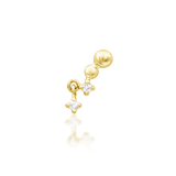 Ambient 14K Gold Threadless End with Twin White CZs – Front View