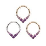 RISE + SHINE - AMETHYST OMBRE - SOLID 14KT GOLD CLICKER piercing-zone.com