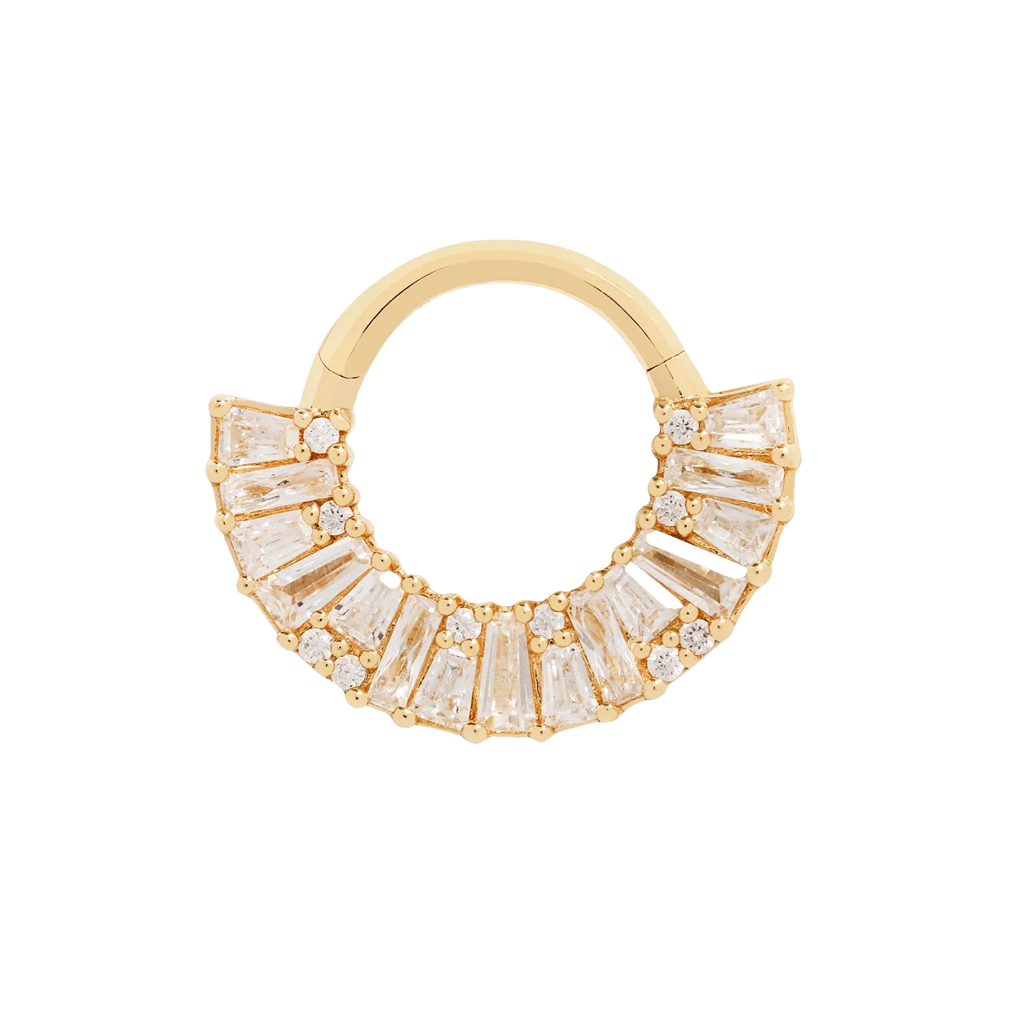 Amplify 14K Gold Clicker Ring with CZ Cluster – Front View