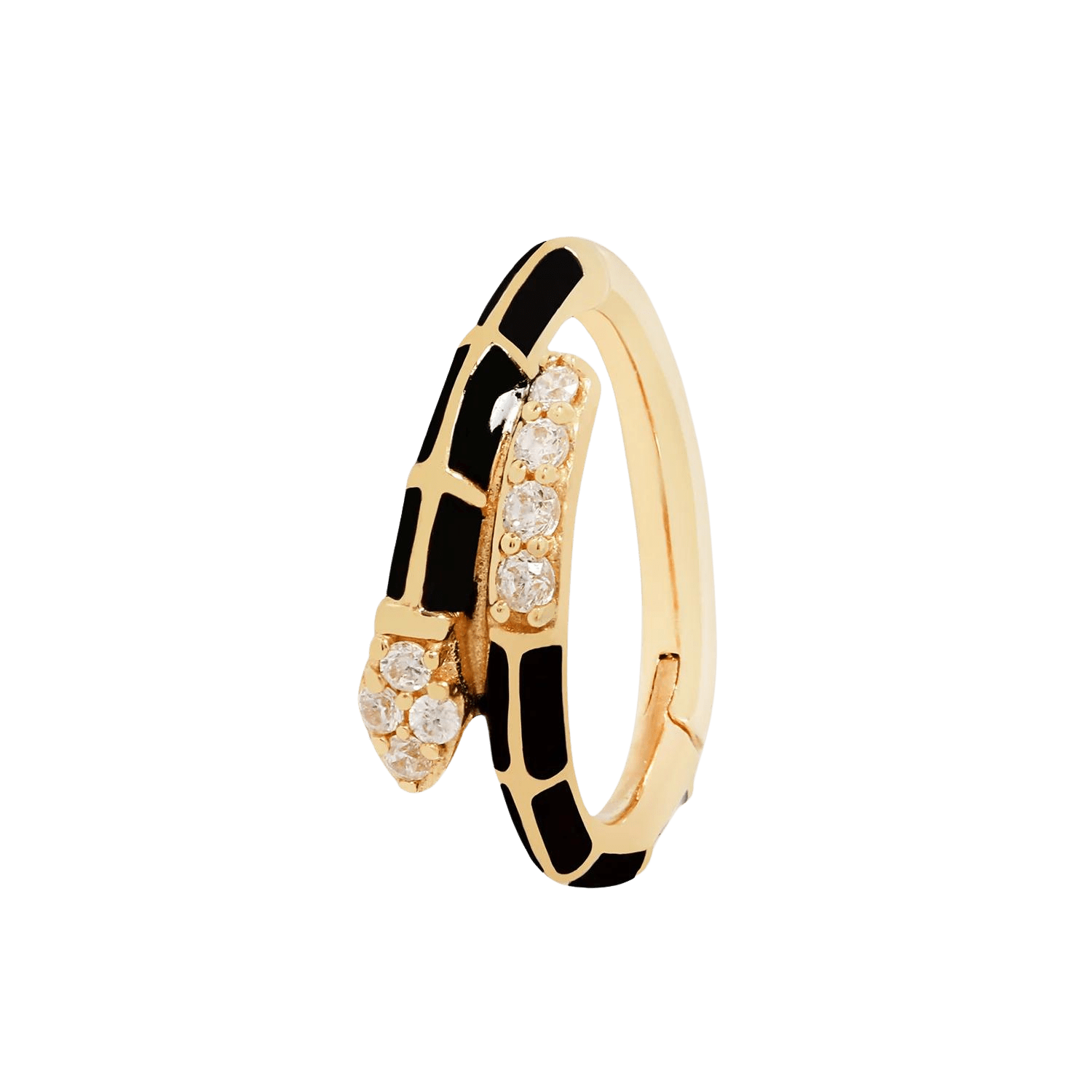 Anti Hero 14K Gold Clicker with CZ and Black Enamel – Front View