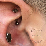 OH HELL YES! - HEX CUT SMOKEY QUARTZ - THREADLESS END piercing-zone.com