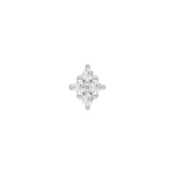 Elegant Belle piercing jewelry with four diamonds – angled shot in white gold