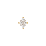 Belle diamond-shaped threadless end in 14k yellow gold – front close-up
