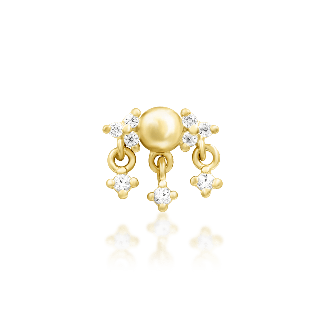 Bextor 14K Gold Threadless End with Radiant CZ Cluster – Front View