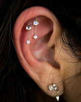 BIANCA - MOONSTONE + WHITE SAPPHIRE - THREADLESS END WITH DANGLE piercing-zone.com