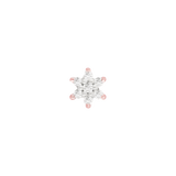 White gold Bloom piercing end – sparkling floral design on white background