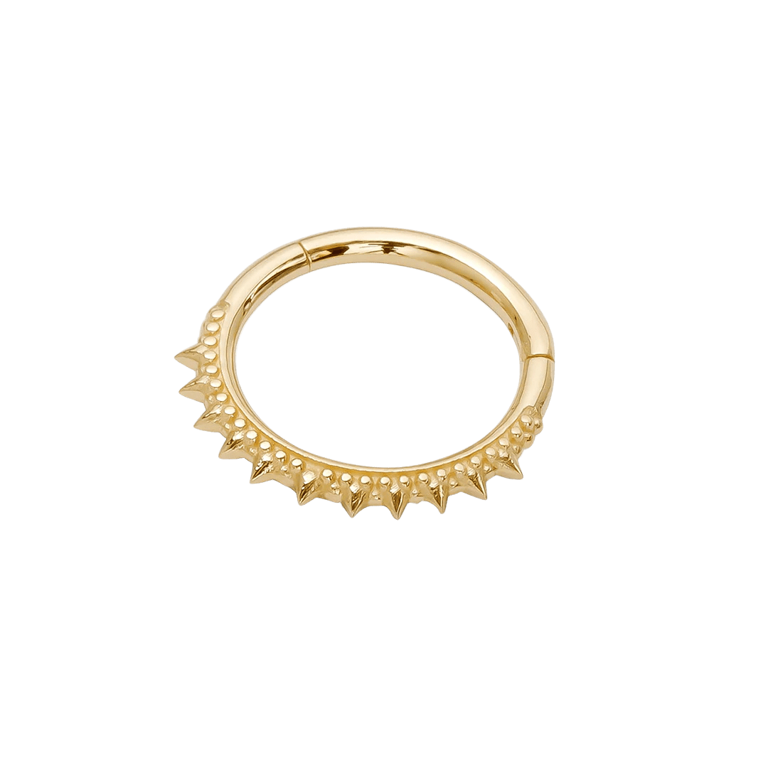 Brooklyn 14K Gold Clicker Ring with Spiked Baroque Design – Front View