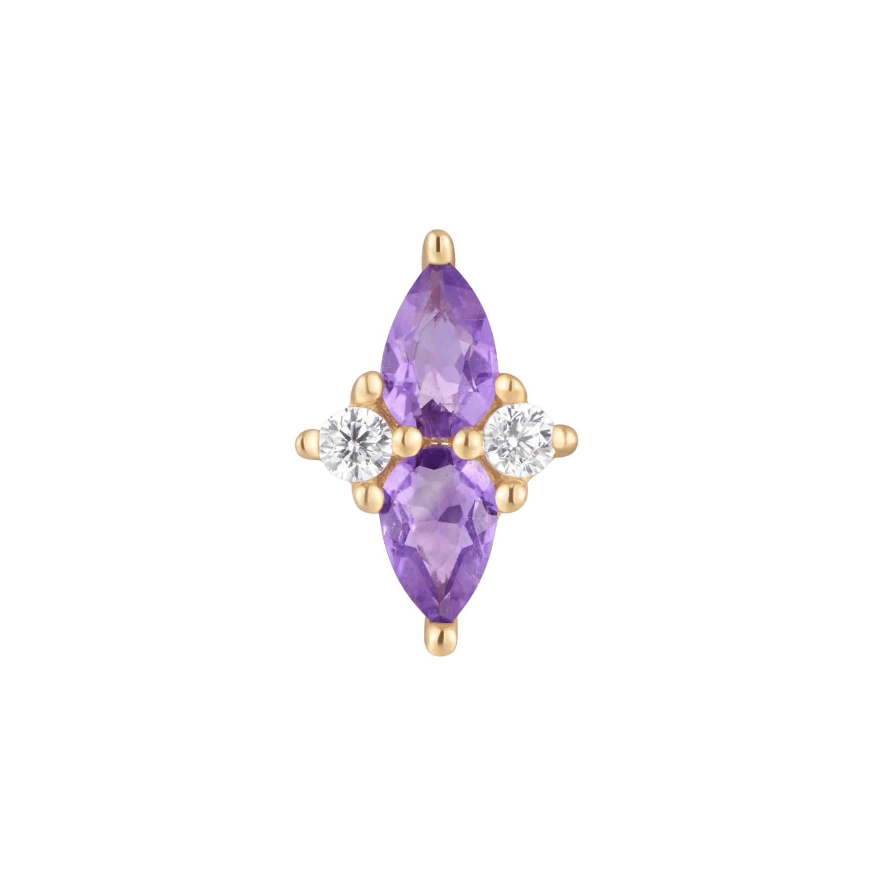 Close-Up of Ethereal Double-Pear Cluster in Yellow Gold