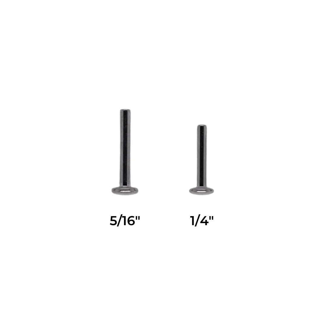 Close-Up of Titanium Post in 16G – Studio Background