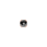 Close-up of minimalist 14k gold stud with 3mm black spinel gemstone