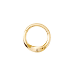 Close-up of sculpted gold septum clicker with polished finish