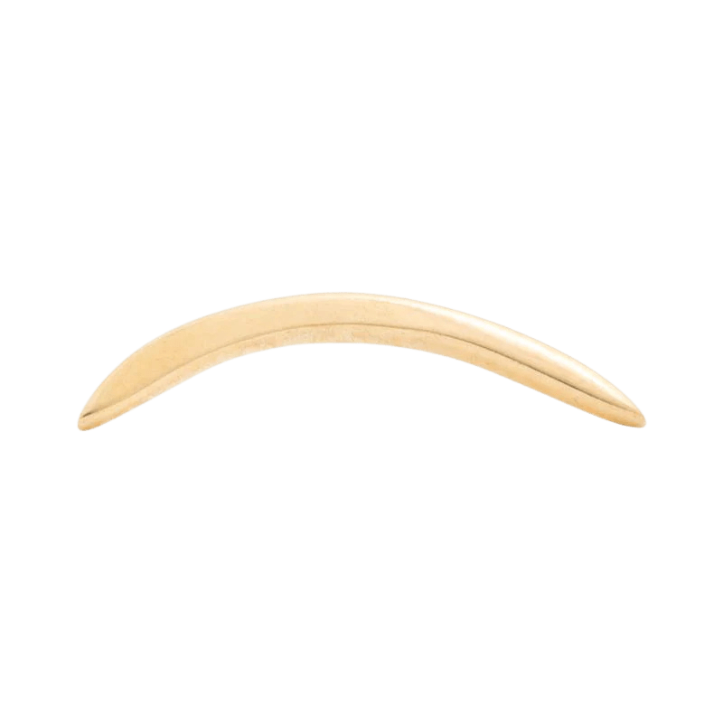 Curve threadless pin in 14K yellow gold, minimalist shape