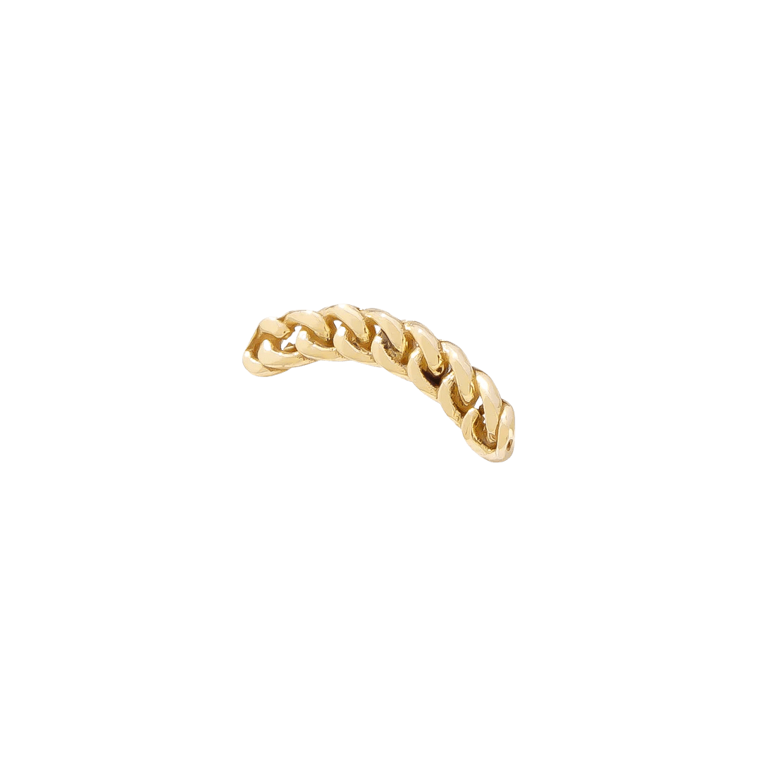 Curved gold chain design for lobe or helix piercing