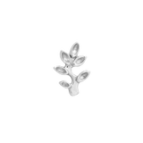 Curved gold threadless pin with leaf motif
