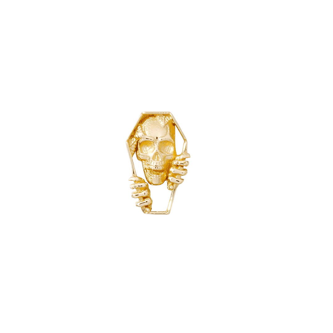 Dark-themed threadless pin in yellow gold