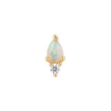Daydream 14K Gold Threadless End with Opal & CZ – Front View