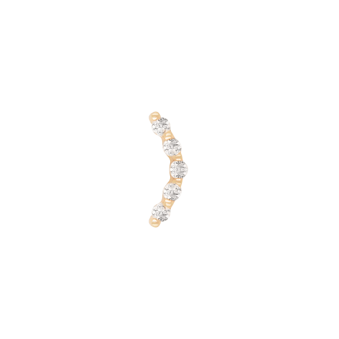 Diem diamond threadless end in 14k yellow gold – front curved view