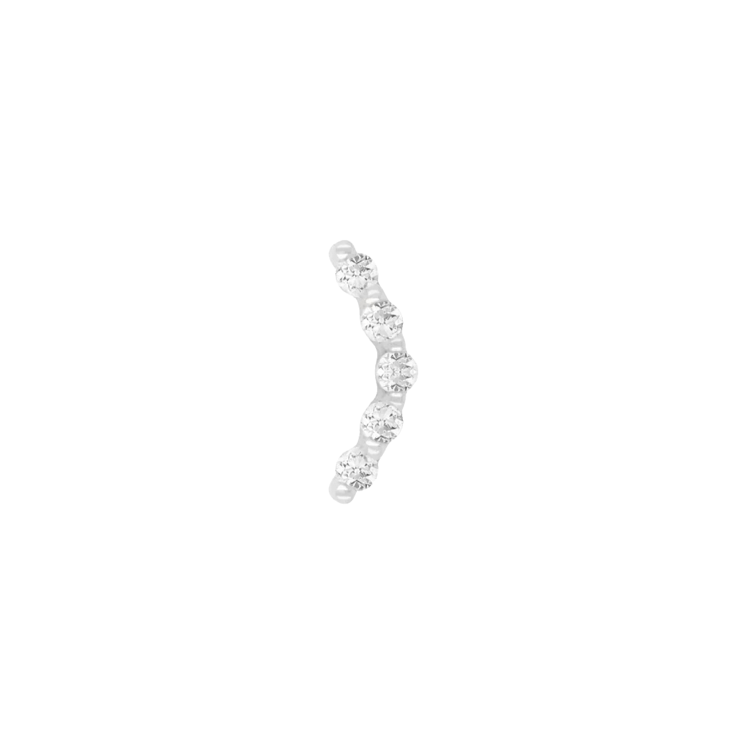 Elegant 5-stone Diem arc end – angled close-up in white gold