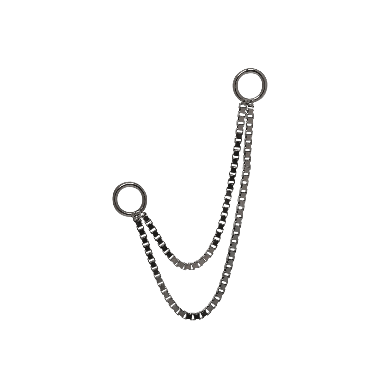 Double Box Black Rhodium Piercing Chain – Dual Lengths Display