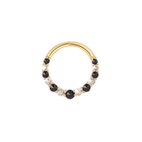 Eclipse Clicker Ring with Black Spinel & CZ in 14K Gold – Front View