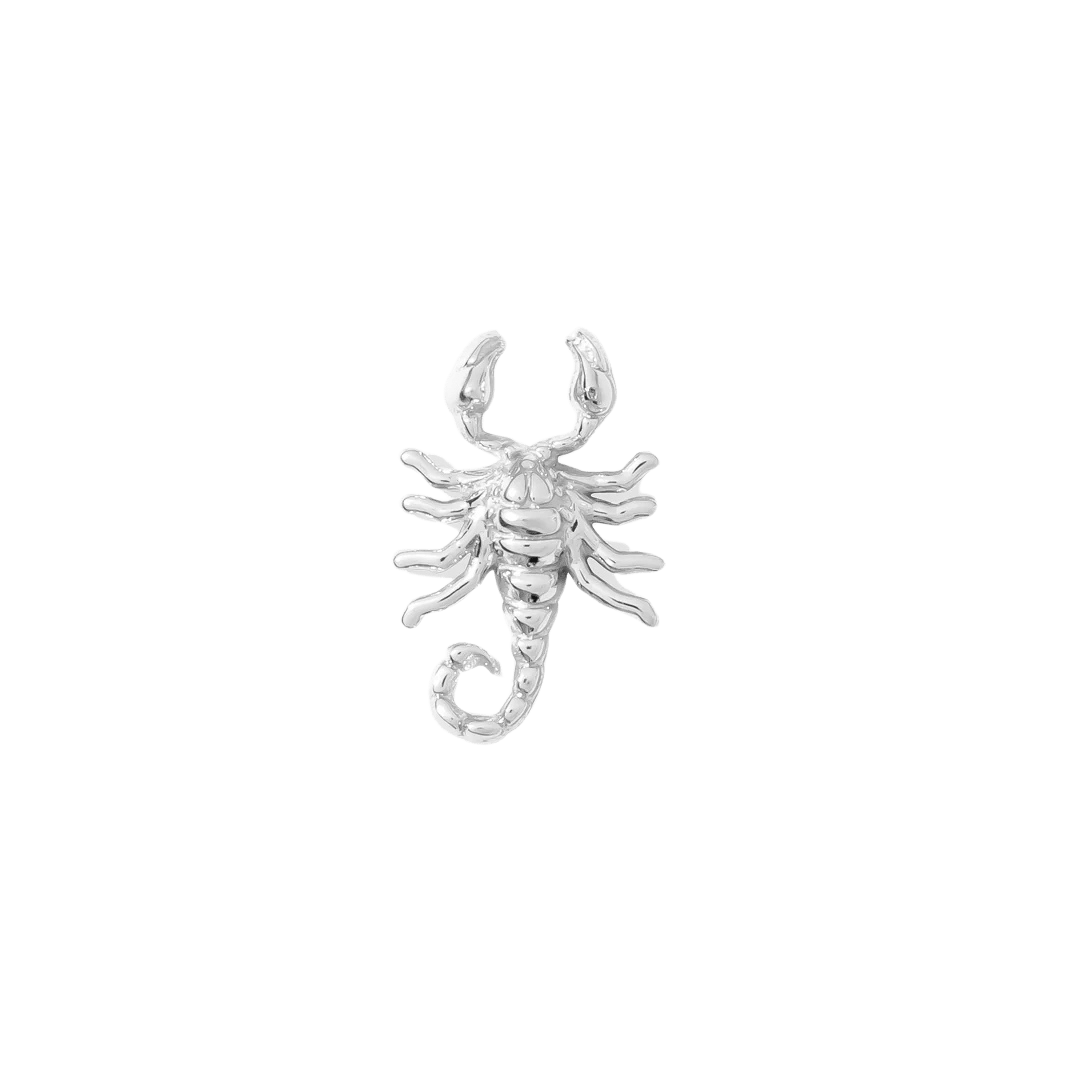 Edgy scorpion-shaped threadless end on white background