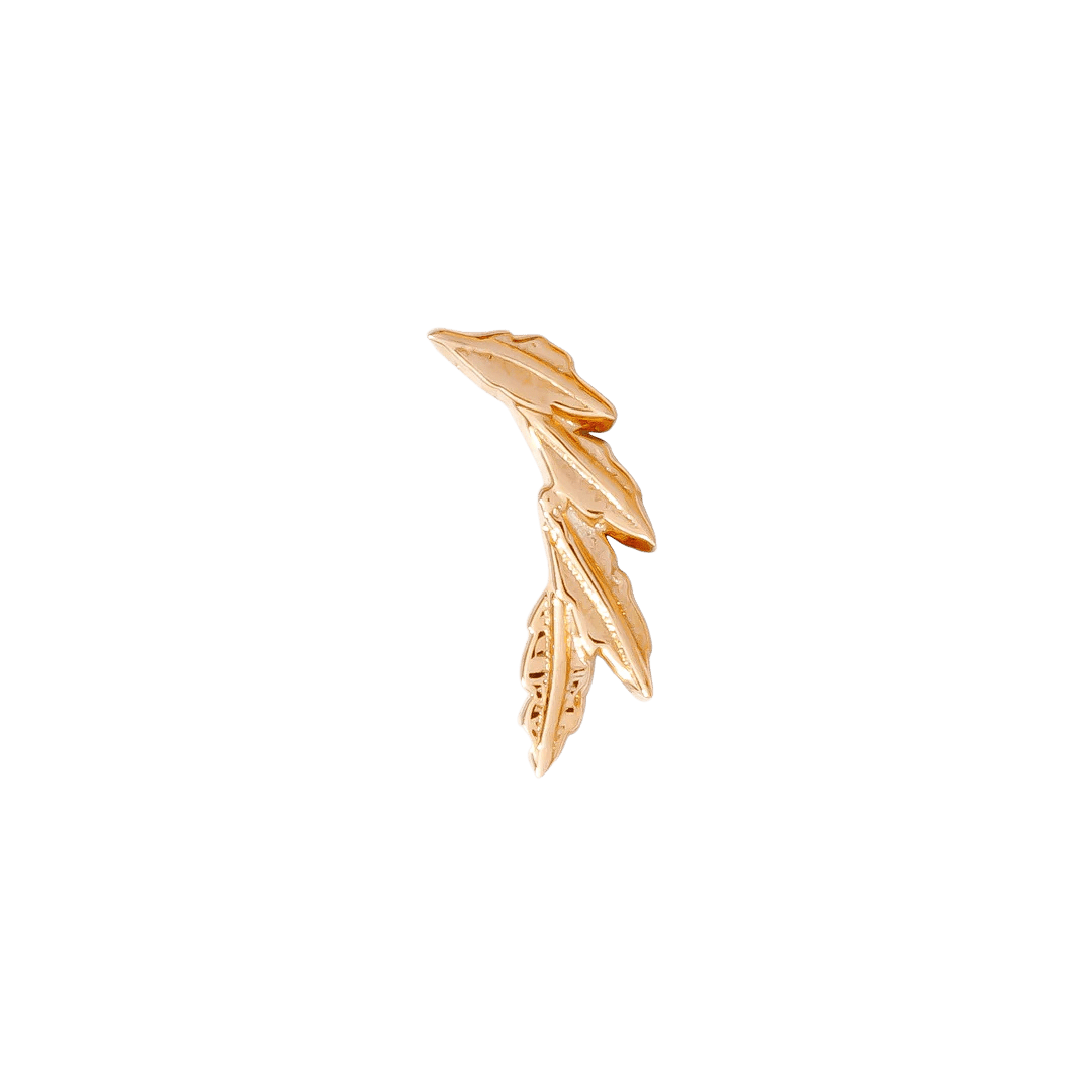 Elegant 14K gold laurel ear pin handcrafted in Los Angeles