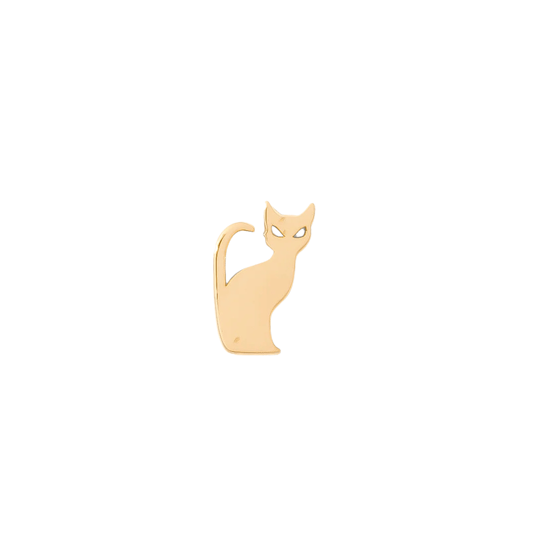 Elegant feline gold pin for ear piercings