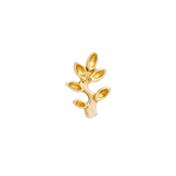 Elegant leaf arc earring in solid yellow gold