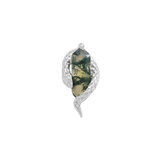 Moss Agate Threadless End in Helix Piercing with Coordinating Jewelry