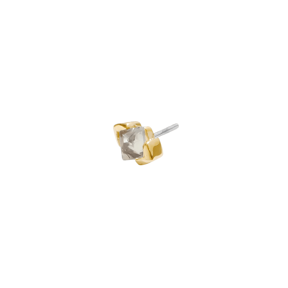 Eve Pin in Yellow Gold with CZ Birthstone in Nostril Piercing