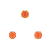 Flat-lay of 14k gold threadless end with sandblasted garnet
