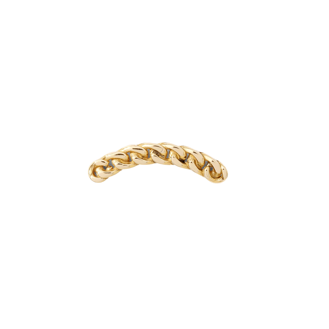 Flat Chain threadless pin in solid 14K yellow gold